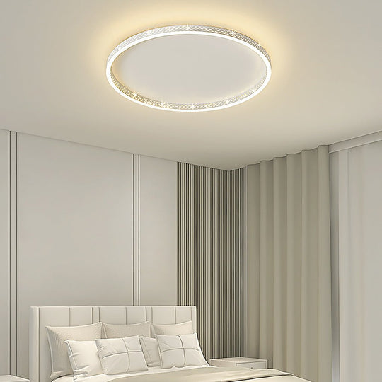 Modern Round Dimmable LED Flush Mount Ceiling Light with Hollow Edge
