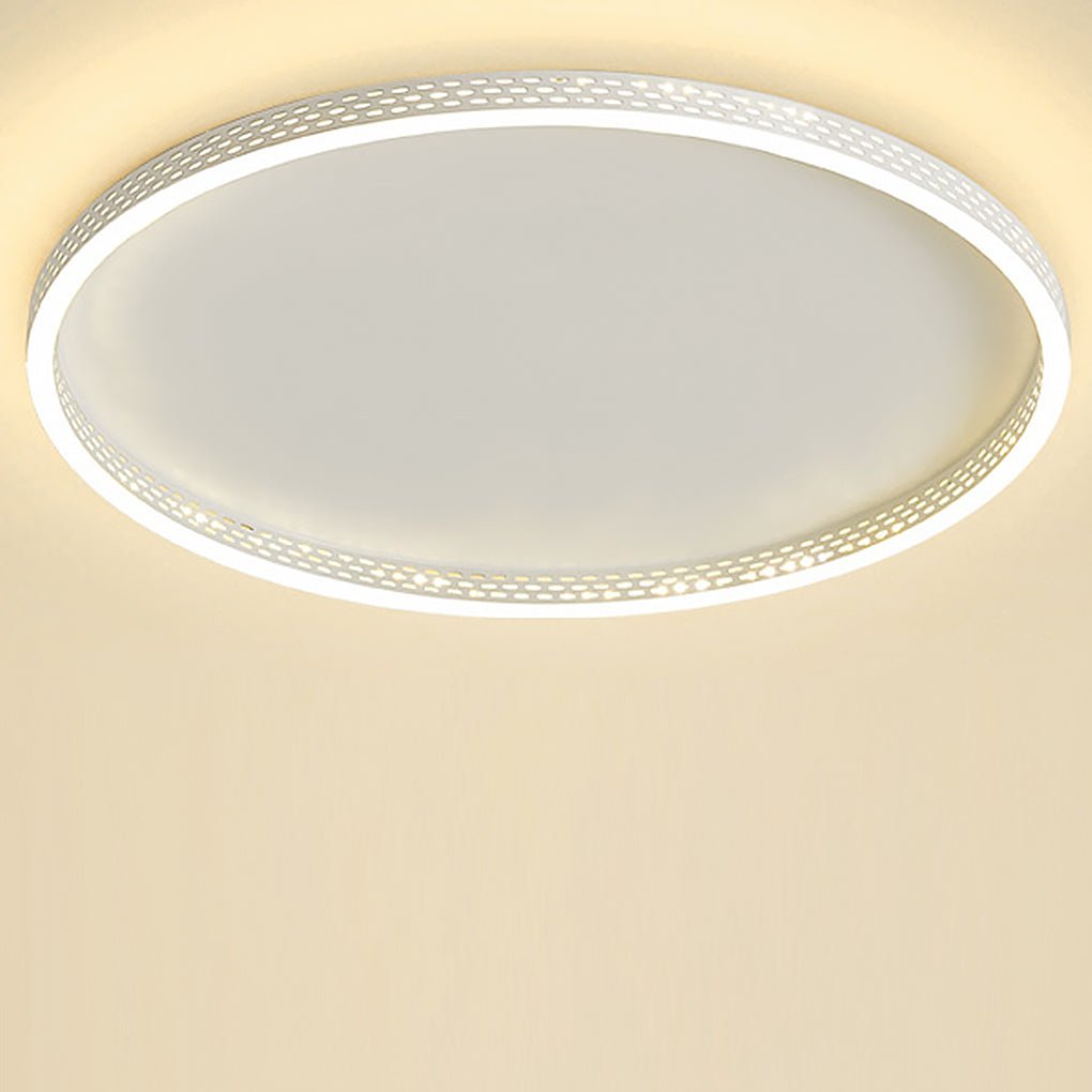 Modern Round Dimmable LED Flush Mount Ceiling Light with Hollow Edge