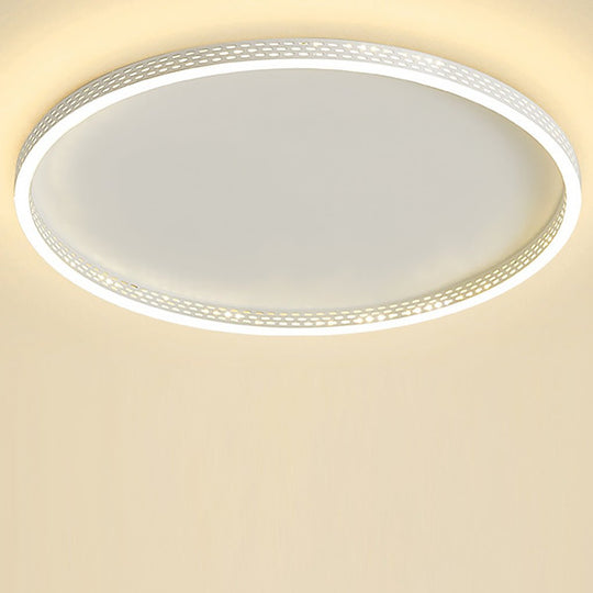 Modern Round Dimmable LED Flush Mount Ceiling Light with Hollow Edge
