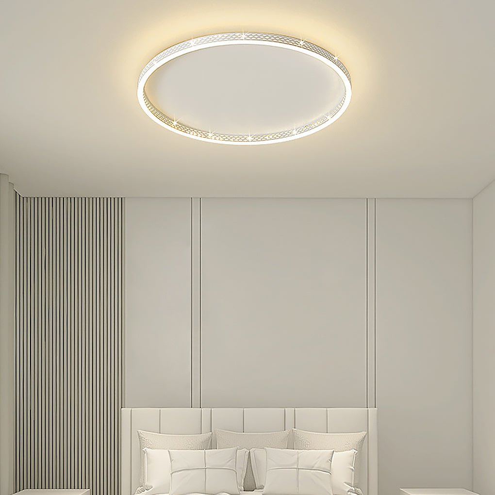 Modern Round Dimmable LED Flush Mount Ceiling Light with Hollow Edge