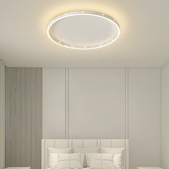 Modern Round Dimmable LED Flush Mount Ceiling Light with Hollow Edge