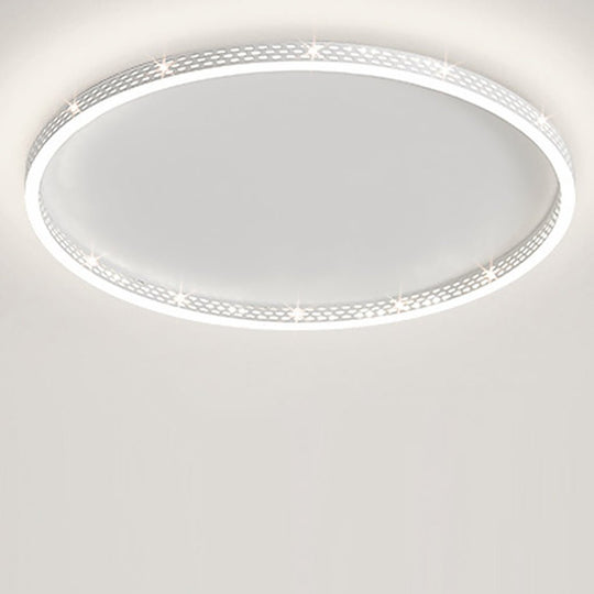 Modern Round Dimmable LED Flush Mount Ceiling Light with Hollow Edge