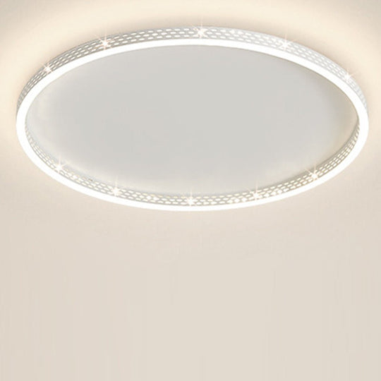 Modern Round Dimmable LED Flush Mount Ceiling Light with Hollow Edge