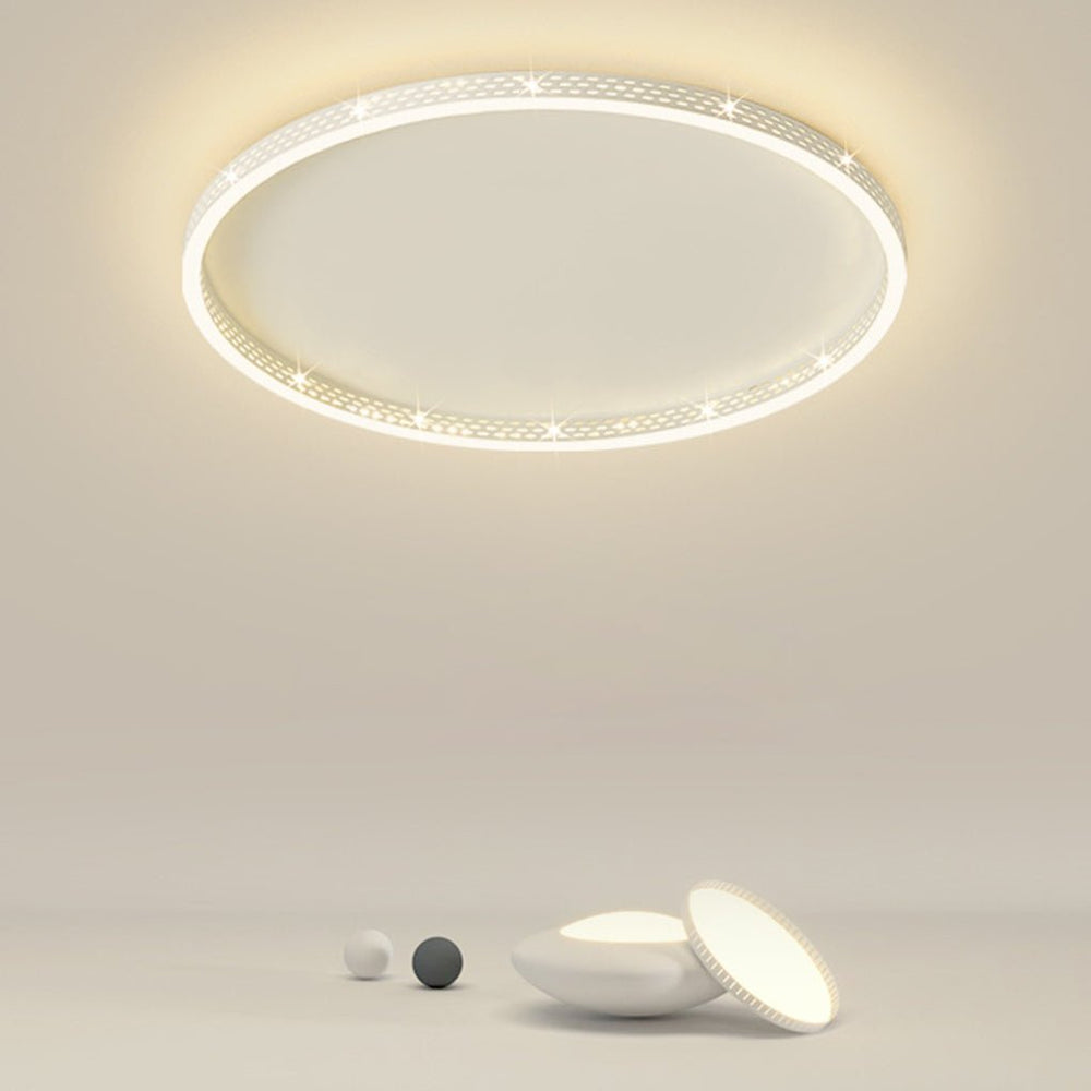 Modern Round Dimmable LED Flush Mount Ceiling Light with Hollow Edge