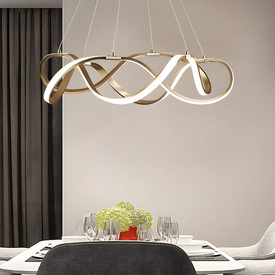 Modern Round Dimmable LED Aluminum Geometric Chandelier – Gold