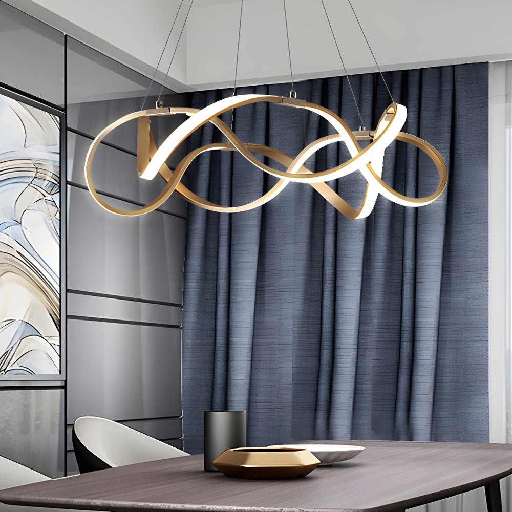 Modern Round Dimmable LED Aluminum Geometric Chandelier – Gold