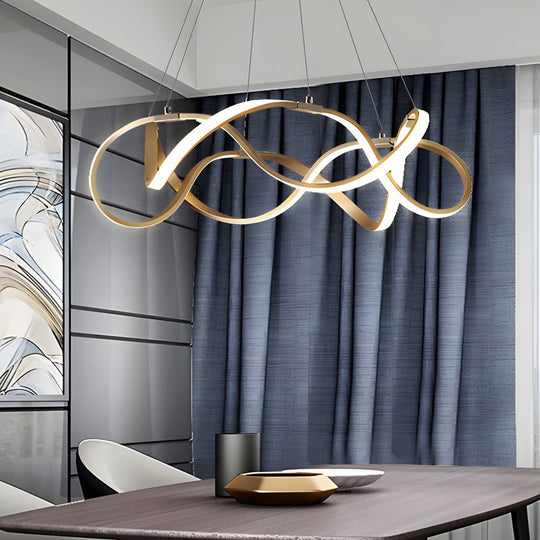 Modern Round Dimmable LED Aluminum Geometric Chandelier – Gold