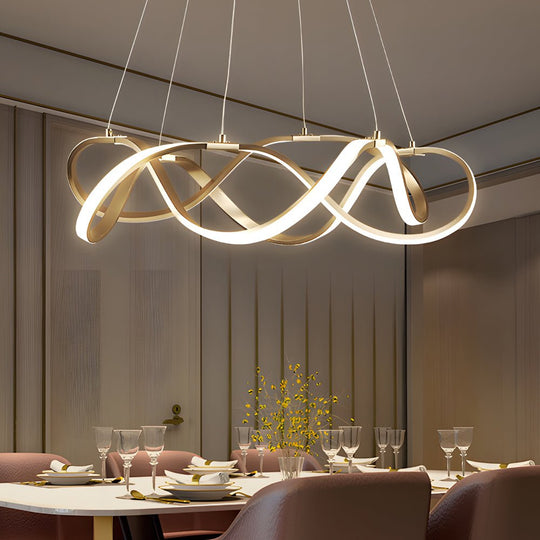 Modern Round Dimmable LED Aluminum Geometric Chandelier – Gold