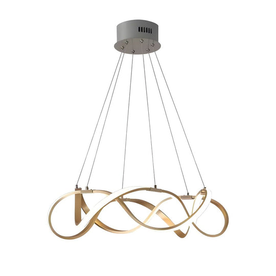 Modern Round Dimmable LED Aluminum Geometric Chandelier – Gold