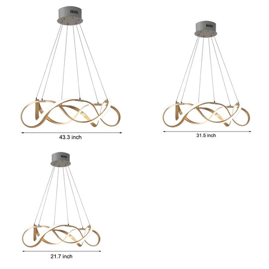 Modern Round Dimmable LED Aluminum Geometric Chandelier – Gold