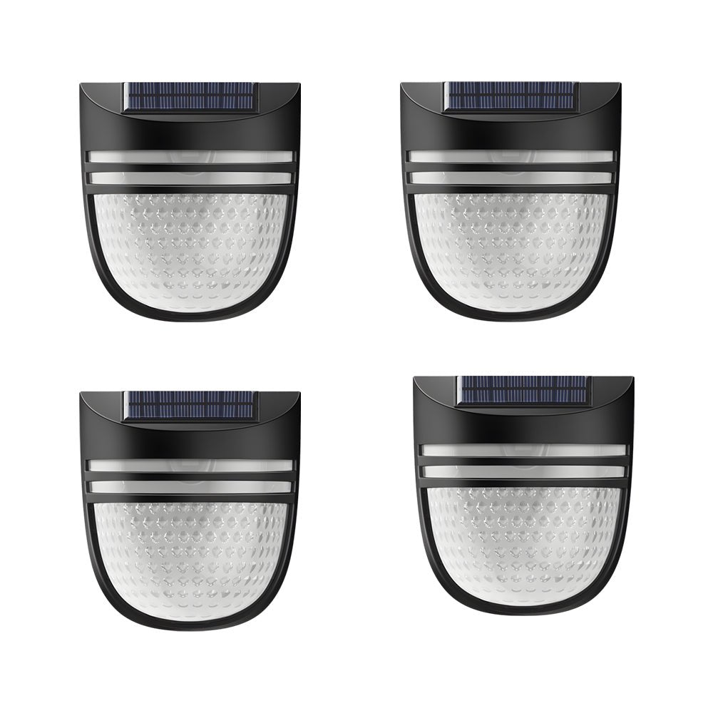 Modern Solar Powered Black Wall Fence Lights 4 Pack