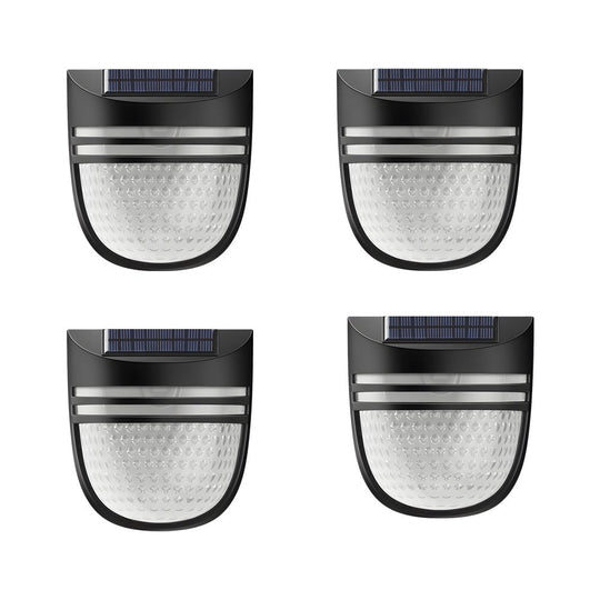 Modern Solar Powered Black Wall Fence Lights 4 Pack