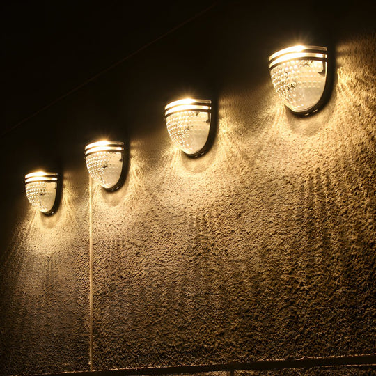 Modern Solar Powered Black Wall Fence Lights 4 Pack