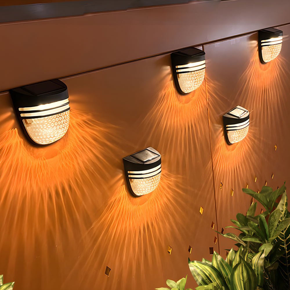 Modern Solar Powered Black Wall Fence Lights 4 Pack