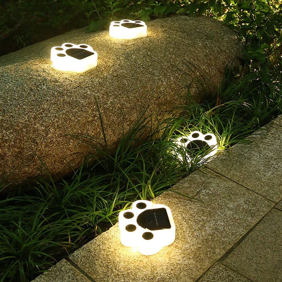 Modern Solar-Powered LED Animal Paw Lights Step Stairs Lighting