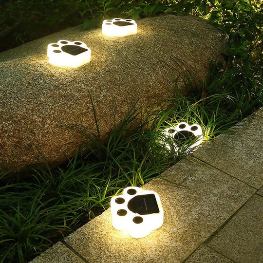 Modern Solar-Powered LED Animal Paw Lights Step Stairs Lighting