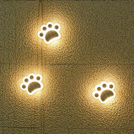 Modern Solar-Powered LED Animal Paw Lights Step Stairs Lighting