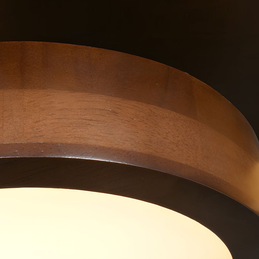Modern Walnut Circles Sputnik Flush Mount LED Ceiling Light