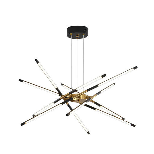 Modern Stepless Dimming Long LED Linear Sputnik LED Chandeliers Gold Black Gold