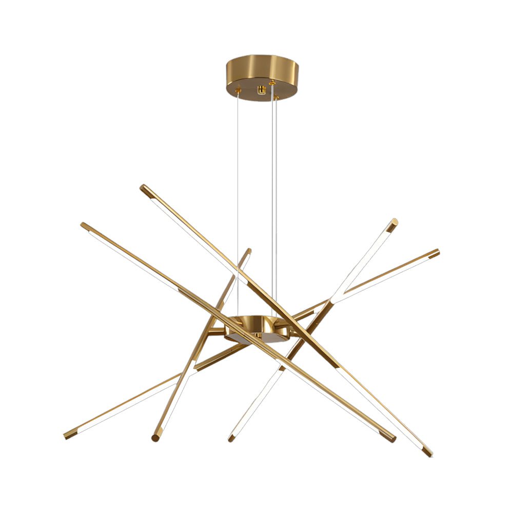 Modern Stepless Dimming Long LED Linear Sputnik LED Chandeliers Gold Black Gold
