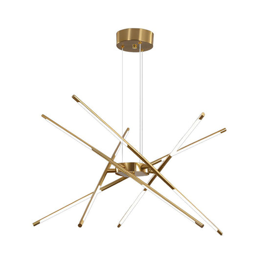 Modern Stepless Dimming Long LED Linear Sputnik LED Chandeliers Gold Black Gold