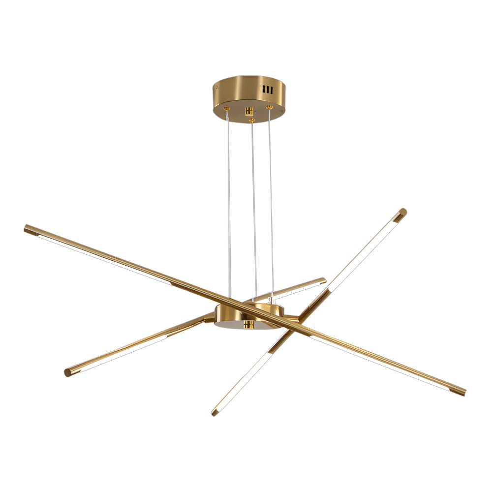 Modern Stepless Dimming Long LED Linear Sputnik LED Chandeliers Gold Black Gold
