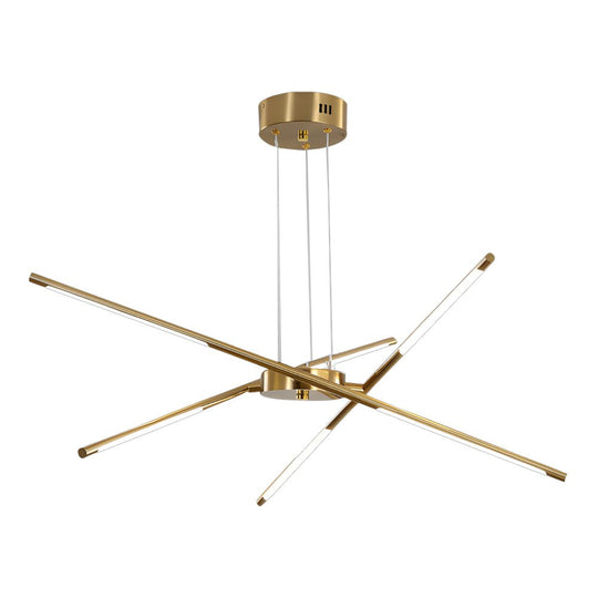 Modern Stepless Dimming Long LED Linear Sputnik LED Chandeliers Gold Black Gold