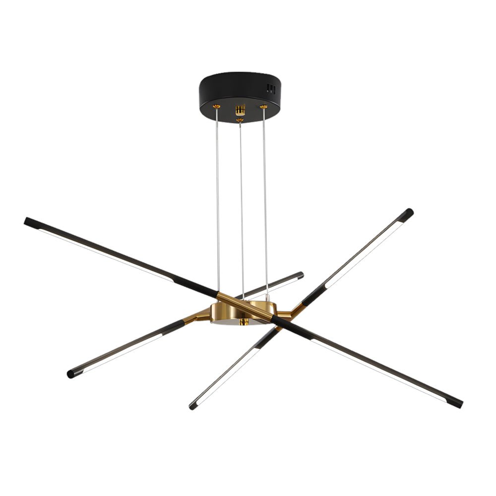 Modern Stepless Dimming Long LED Linear Sputnik LED Chandeliers Gold Black Gold
