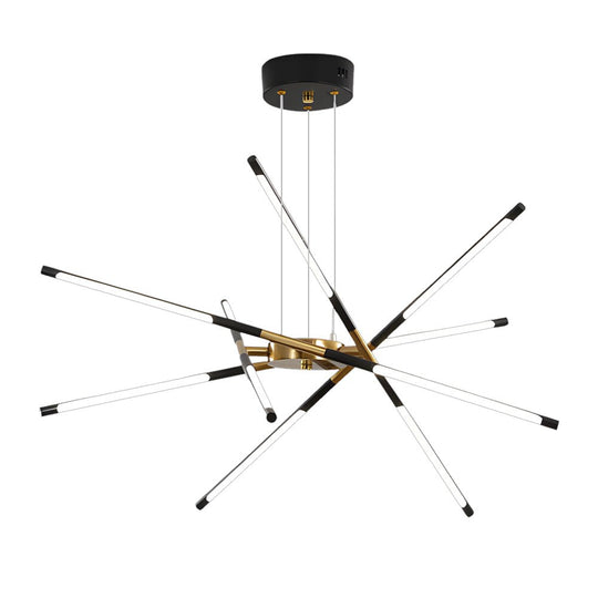 Modern Stepless Dimming Long LED Linear Sputnik LED Chandeliers Gold Black Gold