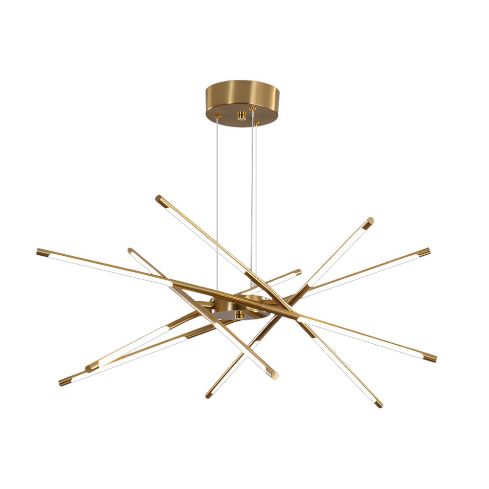 Modern Stepless Dimming Long LED Linear Sputnik LED Chandeliers Gold Black Gold