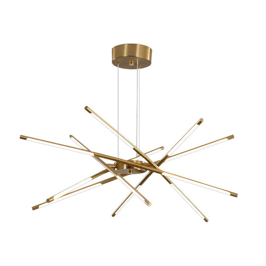 Modern Stepless Dimming Long LED Linear Sputnik LED Chandeliers Gold Black Gold
