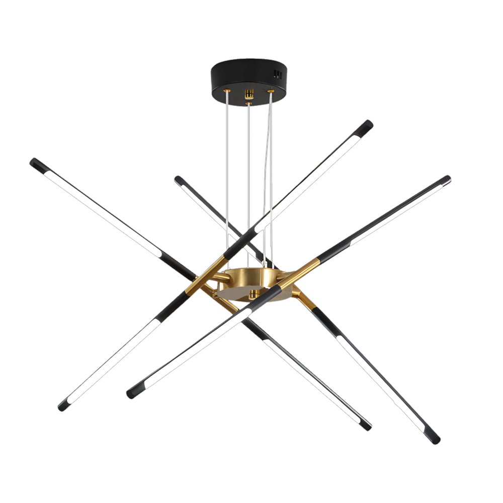 Modern Stepless Dimming Long LED Linear Sputnik LED Chandeliers Gold Black Gold
