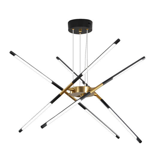 Modern Stepless Dimming Long LED Linear Sputnik LED Chandeliers Gold Black Gold