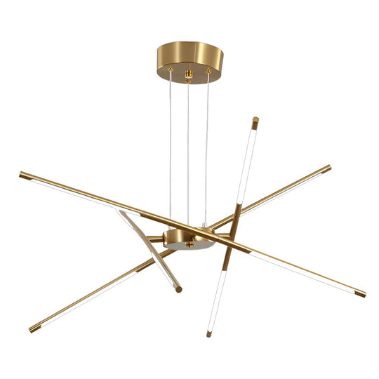 Modern Stepless Dimming Long LED Linear Sputnik LED Chandeliers Gold Black Gold