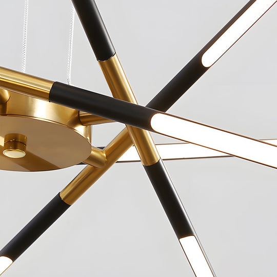 Modern Stepless Dimming Long LED Linear Sputnik LED Chandeliers Gold Black Gold