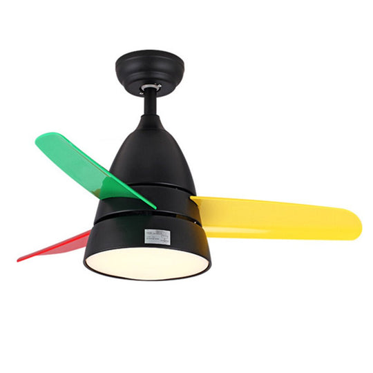 Modern Kids Room Ceiling Fan with 3 Color Adjustable LED and Remote