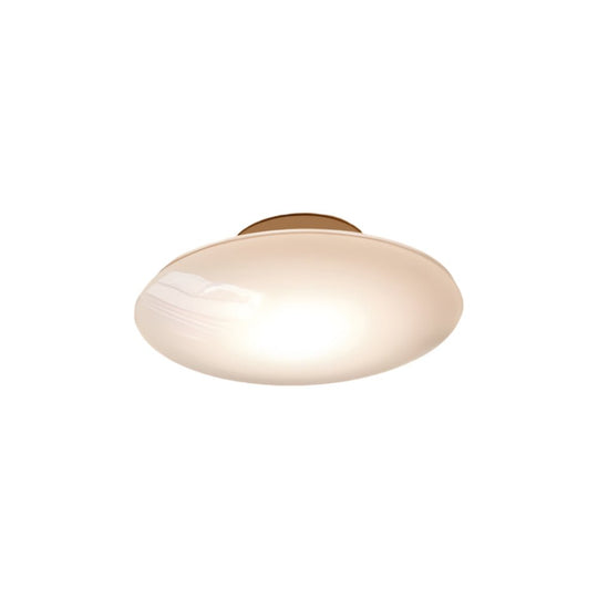 Modern White Glass LED Flush Mount Ceiling Lamp – Minimalist Design