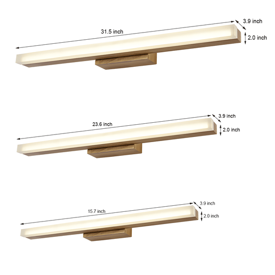 Modern Wooden LED Vanity Light Rectangular Wall Mount