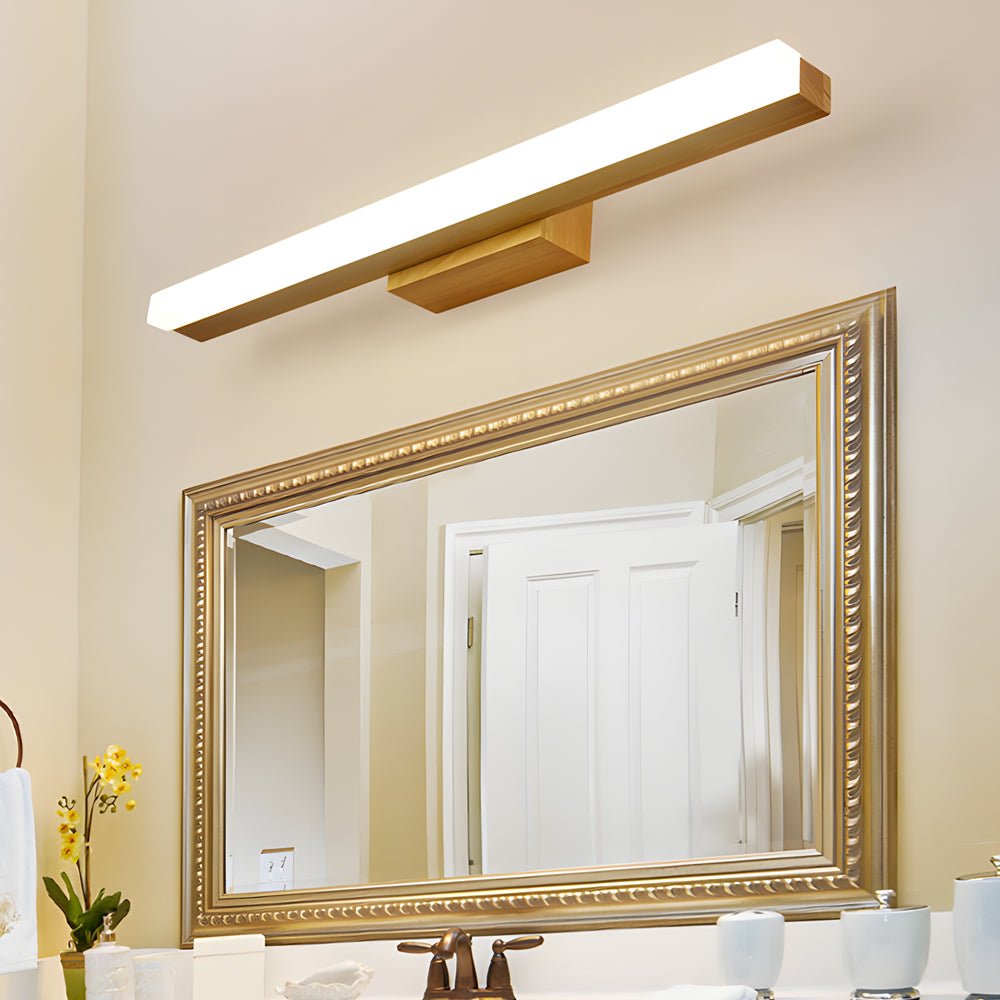 Modern Wooden LED Vanity Light Rectangular Wall Mount