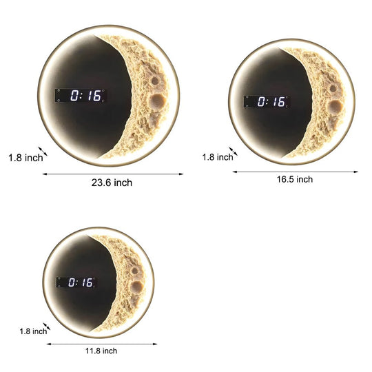 Moon LED Wall Light with Digital Clock & Astronaut Decor