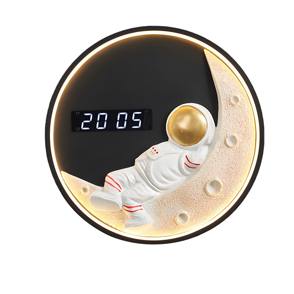 Moon LED Wall Light with Digital Clock & Astronaut Decor