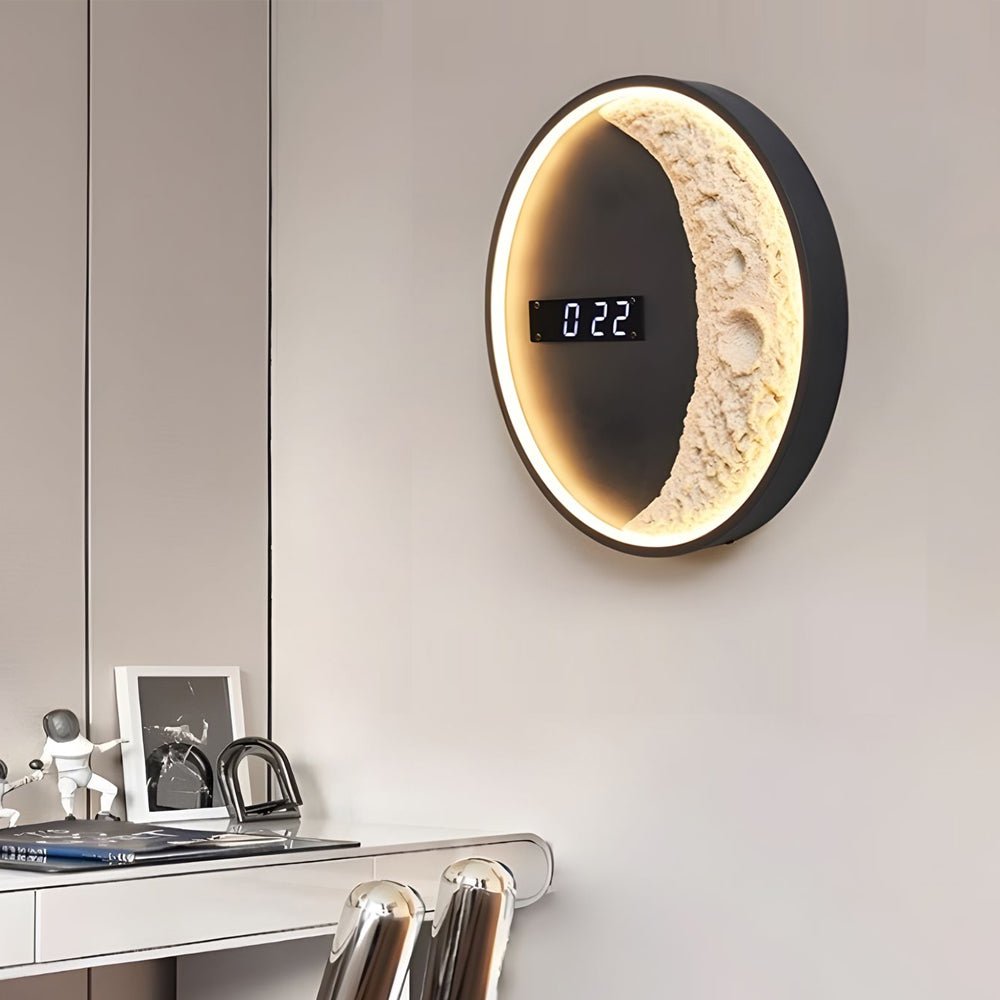 Moon LED Wall Light with Digital Clock & Astronaut Decor