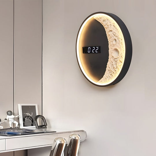 Moon LED Wall Light with Digital Clock & Astronaut Decor
