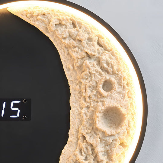 Moon LED Wall Light with Digital Clock & Astronaut Decor