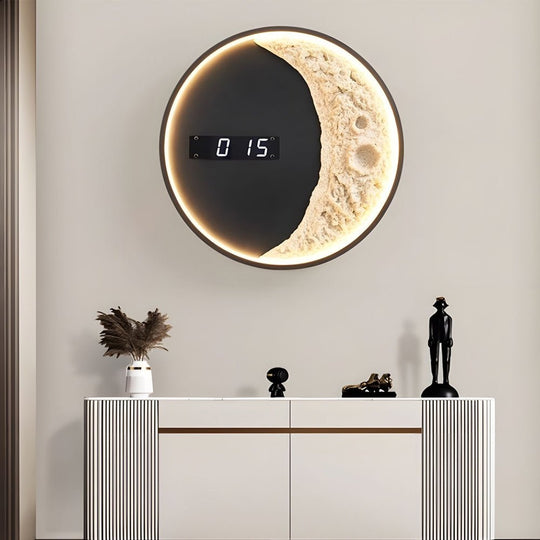 Moon LED Wall Light with Digital Clock & Astronaut Decor
