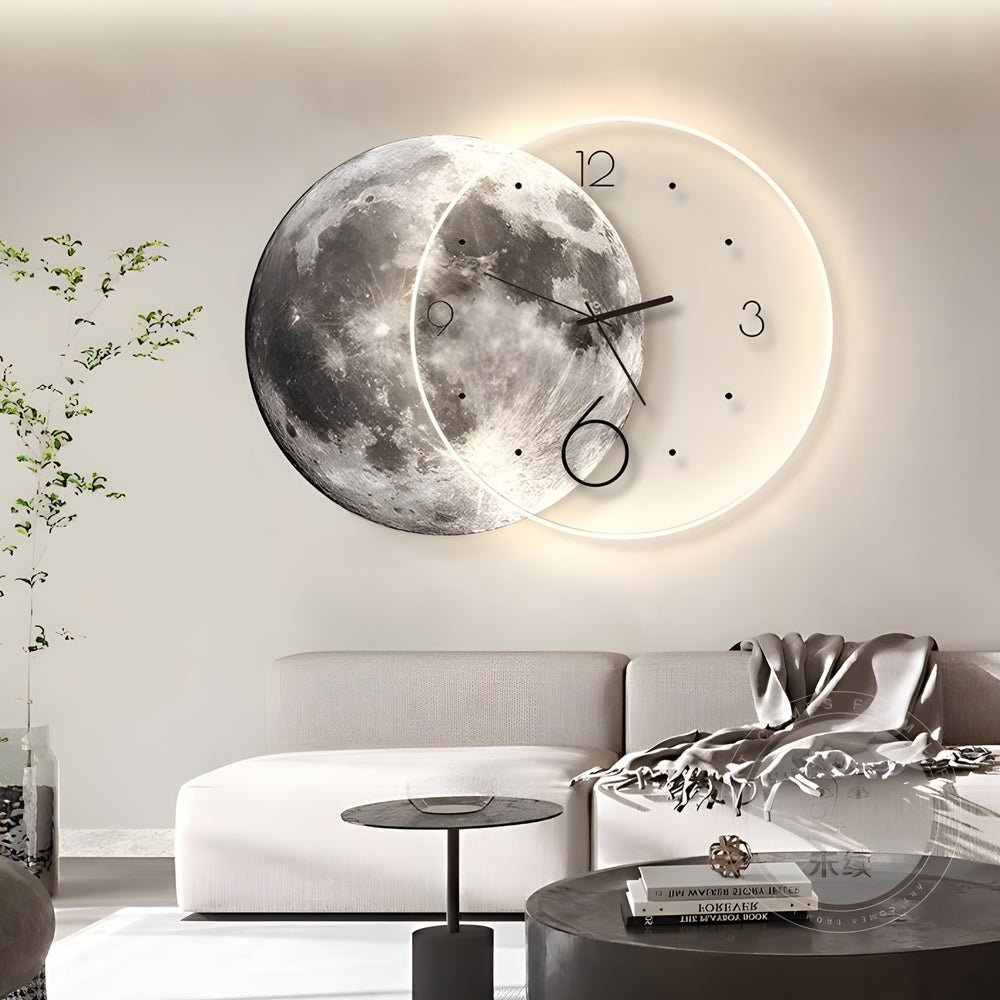Moon Lunar Wall Clock with LED Wall Painting and Remote Control