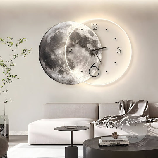 Moon Lunar Wall Clock with LED Wall Painting and Remote Control