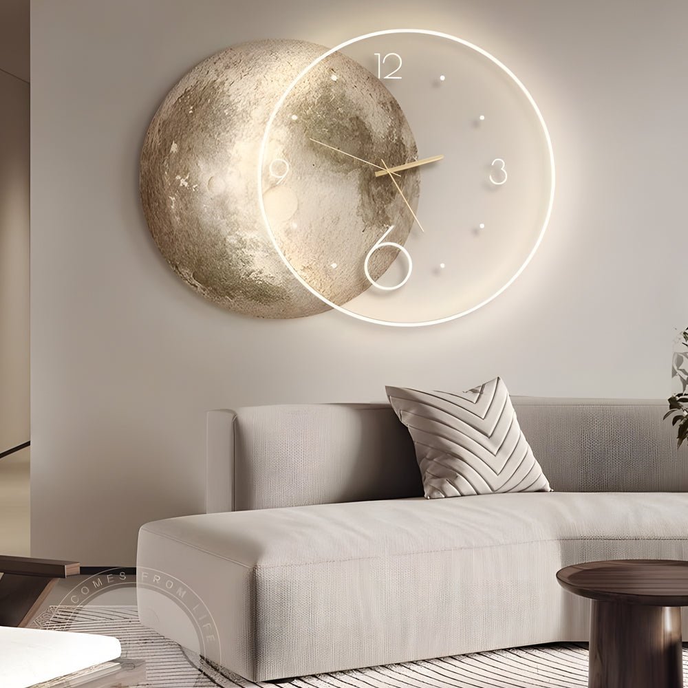 Moon Lunar Wall Clock with LED Wall Painting and Remote Control