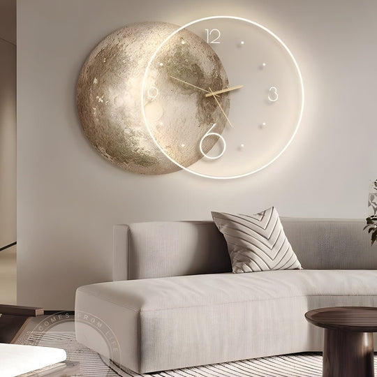 Moon Lunar Wall Clock with LED Wall Painting and Remote Control