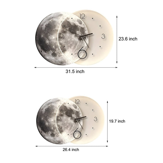 Moon Lunar Wall Clock with LED Wall Painting and Remote Control